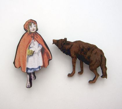 Twinset brooches - little red and the wolf
