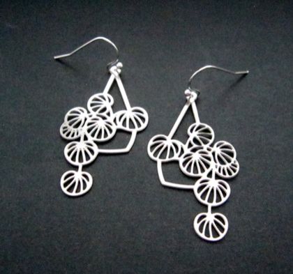 Stainless steel hanging basket earrings