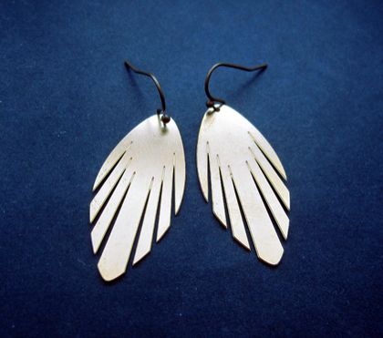 Brass abstract leaf earrings
