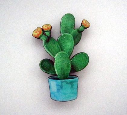 Flowering cactus brooch