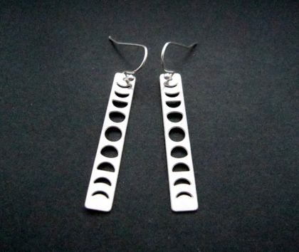 Moon phases - stainless steel bar earrings