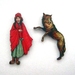 Little red and the wolf - woodcut magnet duo
