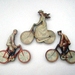 Vintage cyclists - woodcut magnet trio