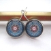 Glass dome blue circular patterned earrings