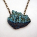 sale  - Blue crystal woodcut necklace