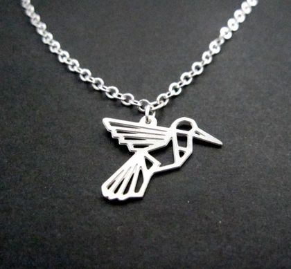 Geo hummingbird outline necklace