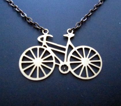 Brass bike necklace