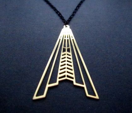 brass cutout art deco style necklace