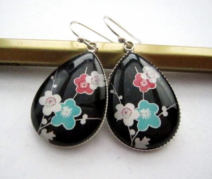 cherry blossom teardrop earrings