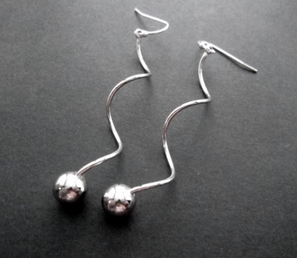 Spiraling sphere earrings