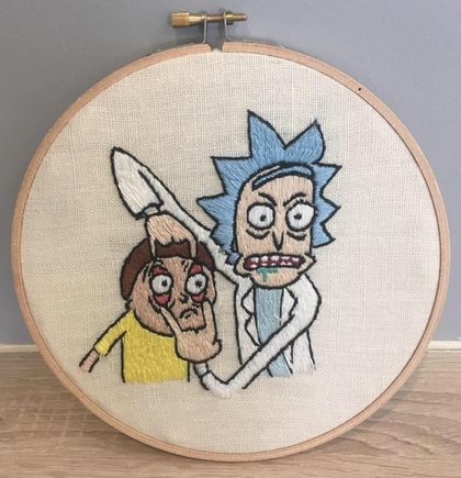 Rick and Morty Hand Embroidered Wall Art 