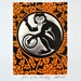 The Year of the Monkey - Lino Print Orange/Black & Silver foil 