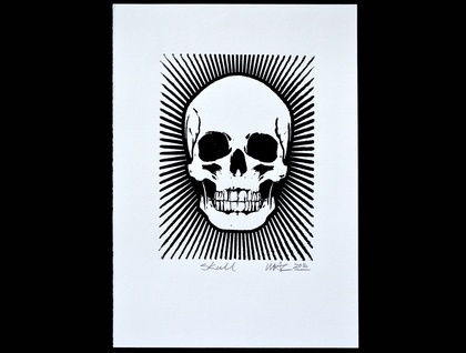 Skull - Lino Print Black & White