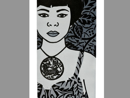 Year of the Tiger - Large Lino Print, black & white - limited edition 