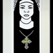 Nun - large B&W print with silver foil Cross
