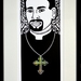 Like a Prayer - large B&W print with silver foil Cross