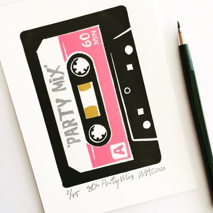 '80's Party Mix' - Lino Print Limited Edition - 2020