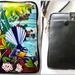 Leather Cell Phone Bag with Adjustable Strap, NZ Fantail and ocean