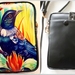Leather Cell Phone Bag with Adjustable Strap, NZ Tui Bird