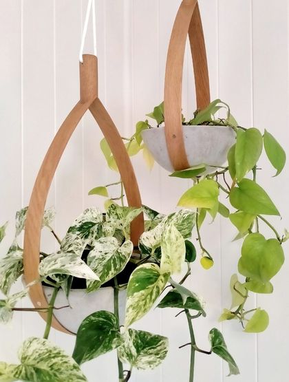 Wood and Concrete Hanging Planter