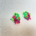 Floral Studs | Green & Pink