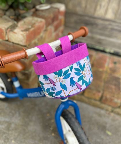 Bike & Scooter HandleBar Basket | Clip on | Kereru + Purple 