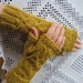 Mustard Pure wool handknitted fingerless gloves