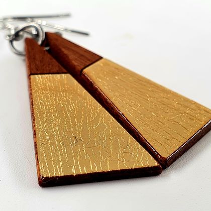 Wooden drop earrings with a touch of gold