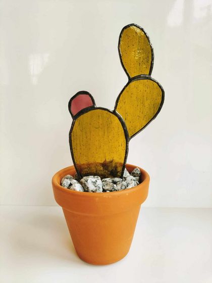 Stained Glass Cactua in pot