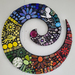 Mosaic Koru Wall Hanging - Rainbow with mirror Fantail