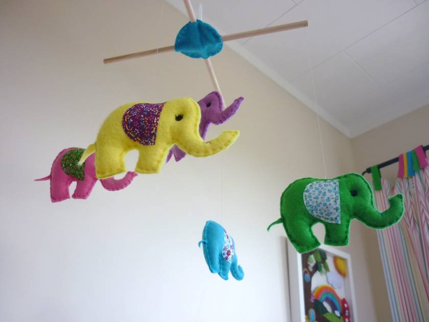 Rainbow Baby Elephants - Felt Nursery Mobile | Felt