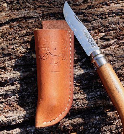 Leather Sheath with #8 Opinel Knife
