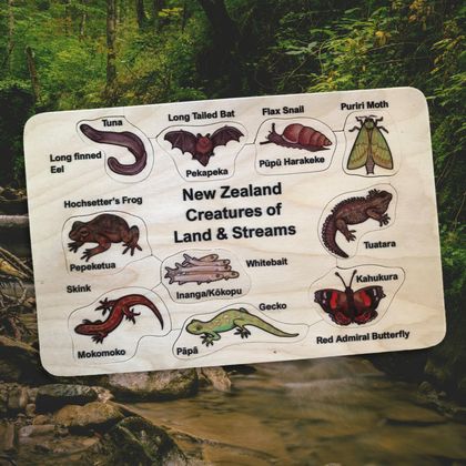 NZ Creatures of Land & Stream 10pce Wooden Handcrafted Puzzle