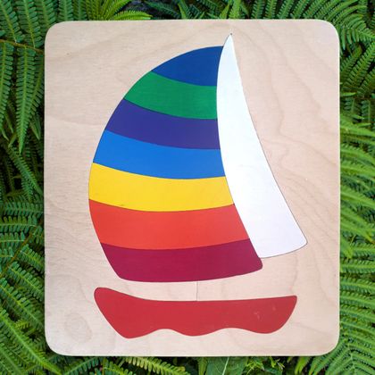 Rainbow Yacht 9pc Wooden Handcrafted Puzzle