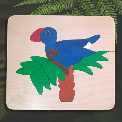 Pukeko in a Ponga Tree 10pc Wooden Handcrafted Puzzle