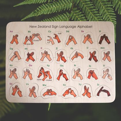 NZSL Sign Language Alphabet Handmade Wooden Puzzle