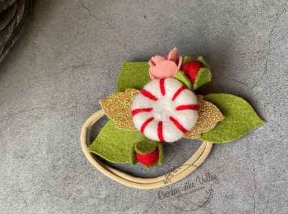 Holiday peppermint headband or hair clip