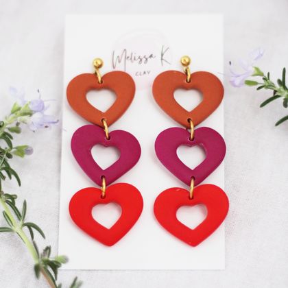 String of Hearts 'Peanut Butter and Jelly' Statement Earrings