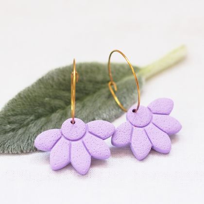 Lilac Fields 'Daisy Drops' Statement Earrings - gold coloured hoops
