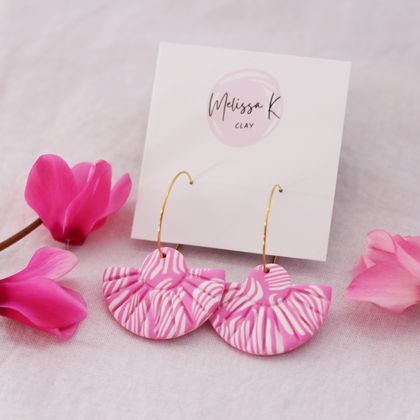 Springtime 'Pink Fans' Statement Earrings