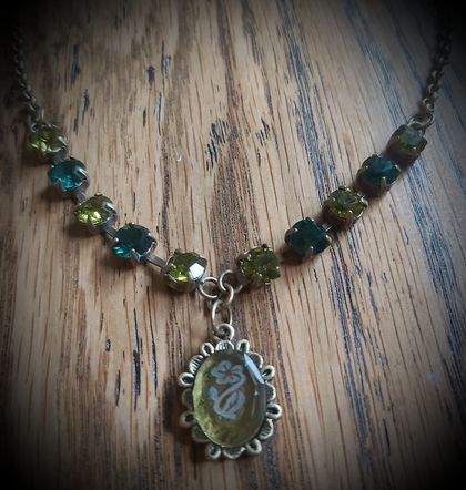 Carved Glass Deco-Style Necklace