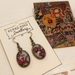 Earrings - Oval domed vintage Illustration - Wild Flowers