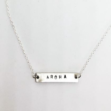 Sterling silver personalized bar necklace  