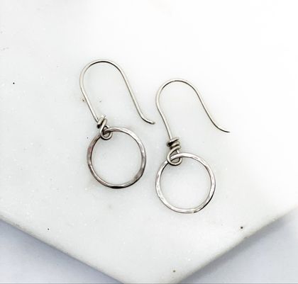 Sterling silver hammered tied hoop earrings  