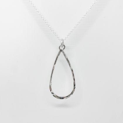 Sterling silver necklace and teardrop pendant 