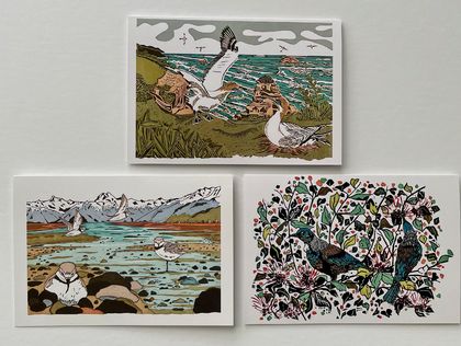 Set of 6 NZ Native Bird greeting cards.