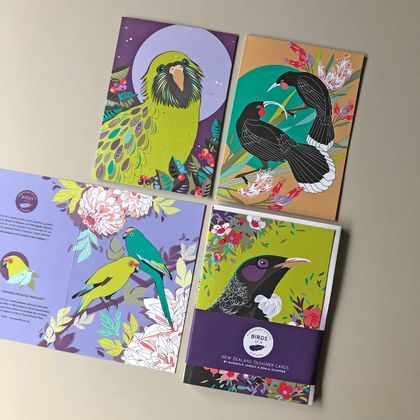 GREETING CARD pack of 8 NZ birds