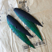 "Pounamu" double feather earrings, up-cycled