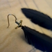 "Feather" earrings with birdie, up-cycled