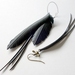 Mis-match "feather" and tassel earrings with birdie, up-cycled